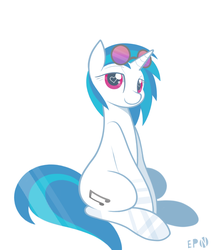 Size: 3060x3632 | Tagged: safe, artist:b-epon, dj pon-3, vinyl scratch, pony, g4, female, heart eyes, high res, simple background, solo, wingding eyes