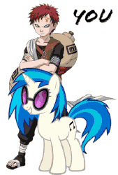 Size: 349x517 | Tagged: safe, dj pon-3, vinyl scratch, g4, animated, female, funk, gaara, gaara of the funk, male, naruto, naruto the abridged series, power connection, simple background, white background