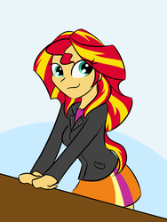 Size: 600x800 | Tagged: safe, artist:katrittaja, sunset shimmer, equestria girls, g4, clothes, female, looking back, solo