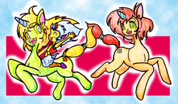 Size: 1883x1100 | Tagged: safe, artist:nmisaki, oc, oc only, pony, satyr, unicorn, pixiv