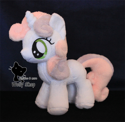 Size: 600x585 | Tagged: safe, artist:wollyshop, sweetie belle, g4, black background, irl, photo, plushie, simple background