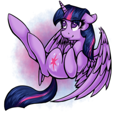 Size: 580x550 | Tagged: safe, artist:epiclunadragon, twilight sparkle, alicorn, pony, g4, female, floppy ears, flying, mare, solo, twilight sparkle (alicorn)