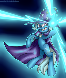 Size: 1100x1300 | Tagged: safe, artist:neoncel, trixie, pony, unicorn, g4, electrixie, female, grin, lightning, magic, mare, solo