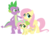 Size: 728x530 | Tagged: safe, artist:unoriginai, fluttershy, spike, oc, dracony, dragon, hybrid, g4, cute, family, fangs, female, filly, interspecies offspring, male, offspring, older, older spike, parent:fluttershy, parent:spike, parents:flutterspike, raised eyebrow, ship:flutterspike, shipping, simple background, smiling, straight, white background