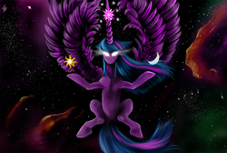 Size: 1200x808 | Tagged: safe, artist:nightshroud, twilight sparkle, alicorn, pony, g4, female, glowing eyes, metal, solo, twilight sparkle (alicorn)