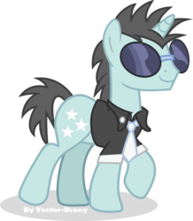 Size: 2620x3003 | Tagged: safe, artist:vector-brony, neon lights, rising star, pony, unicorn, g4, clothes, high res, male, necktie, shirt, simple background, solo, stallion, sunglasses, transparent background, vector