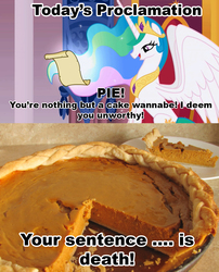 Size: 1021x1263 | Tagged: safe, princess celestia, g4, celestia's proclamation, exploitable meme, meme, pumpkin pie