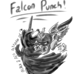 Size: 1000x1000 | Tagged: safe, artist:m_d_quill, oc, oc only, alicorn, pony, alicorn oc, captain falcon, captain foalcon, monochrome