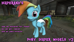 Size: 1280x720 | Tagged: safe, artist:diaperand, rainbow dash, g4, 3d, adult foal, diaper, download at source, downloadable, female, gmod, non-baby in diaper, promo, solo, source filmmaker, source filmmaker resource