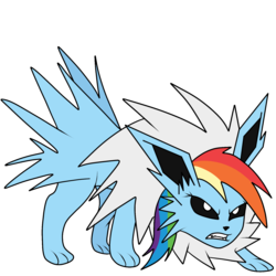 Size: 1500x1500 | Tagged: safe, artist:novaspark, rainbow dash, jolteon, g4, female, pokémon, solo