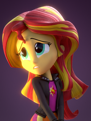 Size: 600x800 | Tagged: safe, artist:creatorofpony, sunset shimmer, equestria girls, g4, 3d, blender, clothes, female, jacket, shirt, skirt, solo, teenager