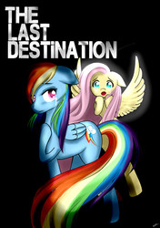 Size: 3000x4250 | Tagged: safe, artist:riouku, fluttershy, rainbow dash, pony, g4, black background, duo, female, mare, simple background