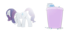 Size: 1556x716 | Tagged: safe, artist:carnifex, rarity, g4, feels, female, pregnancy test, sad, simple background, solo, trash can, white background