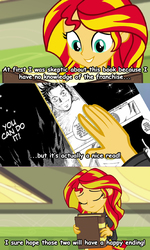 Size: 598x1000 | Tagged: safe, edit, screencap, sunset shimmer, equestria girls, g4, book, hokuto no ken, jagi, manga, screencap comic