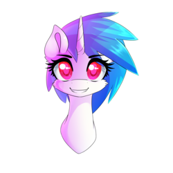 Size: 2500x2500 | Tagged: safe, artist:novabytes, dj pon-3, vinyl scratch, pony, unicorn, g4, bust, cheek fluff, colored pupils, female, fluffy, grin, high res, looking at you, mare, portrait, simple background, smiling, solo, squee, transparent background