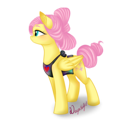 Size: 1000x1000 | Tagged: safe, artist:dragonfoxgirl, fluttershy, g4, alternate hairstyle, female, simple background, solo, transparent background