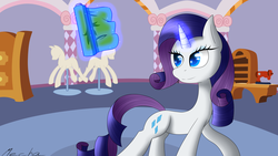 Size: 1920x1080 | Tagged: safe, artist:mechanized515, rarity, pony, unicorn, g4, carousel boutique, female, mannequin, solo