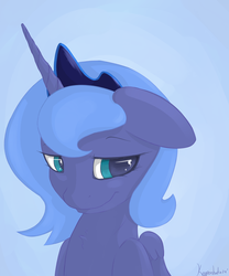 Size: 2500x3000 | Tagged: dead source, safe, artist:keeponhatin, princess luna, g4, chest fluff, female, floppy ears, high res, s1 luna, smiling, solo