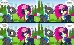 Size: 1146x697 | Tagged: safe, artist:noah-x3, thunderlane, oc, oc:neon flare, pegasus, pony, g4, clothes, comic, duckery in the comments, duo, female, male, mare, show accurate, stallion, uniform, wonderbolt trainee uniform