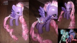 Size: 5120x2880 | Tagged: safe, artist:simplysteffie, so soft twilight, twilight, g1, g4, comparison, customized toy, g1 to g4, generation leap, irl, photo, toy