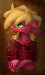 Size: 515x858 | Tagged: safe, artist:fredsonv, big macintosh, earth pony, anthro, g4, flannel, male, solo