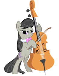 Size: 2500x3200 | Tagged: safe, artist:gurugrendo, octavia melody, earth pony, pony, bipedal, bow (instrument), bowtie, cello, cello bow, female, high res, mare, musical instrument, raised eyebrow, simple background, solo, transparent background, vector