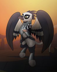 Size: 791x1010 | Tagged: safe, artist:drawponies, oc, oc only, griffon, osprey, armor, claws, colored, commission, male, solo