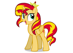 Size: 550x400 | Tagged: safe, artist:nerdponymod, sunset shimmer, alicorn, pony, g4, alicornified, alternate universe, crown, female, race swap, shimmercorn, simple background, solo, transparent background, vector