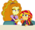 Size: 3965x3445 | Tagged: safe, artist:mit-boy, adagio dazzle, sunset shimmer, equestria girls, g4, my little pony equestria girls: rainbow rocks, adagio dazzle gets around, blushing, duo, female, flirting, gem, high res, lesbian, ship:sunsagio, shipping, simple background, siren gem, transparent background