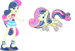 Size: 3790x2611 | Tagged: safe, artist:xebck, bon bon, sweetie drops, equestria girls, g4, my little pony equestria girls: rainbow rocks, female, high res, multicolored hair, rainbow hair, rainbow power, rainbow power-ified, rainbow tail, self ponidox, simple background, solo, transparent background, vector