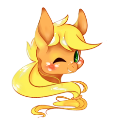 Size: 3000x3000 | Tagged: safe, artist:slimeprnicess, applejack, g4, bust, cute, female, high res, one eye closed, simple background, solo, white background, wink