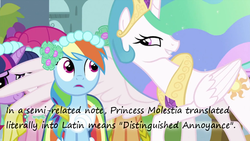 Size: 640x360 | Tagged: safe, princess celestia, rainbow dash, princess molestia, g4, insane pony thread, latin