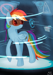 Size: 1024x1448 | Tagged: safe, artist:ailynd, rainbow dash, pegasus, pony, g4, hologram, holographic screen, science fiction, visor