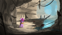 Size: 4000x2250 | Tagged: safe, artist:fuzzyfox11, berry punch, berryshine, g4, bridge, mountain, river