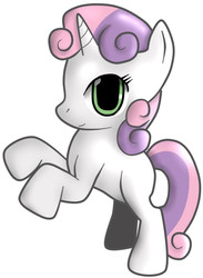 Size: 408x557 | Tagged: safe, artist:iku, sweetie belle, g4, female, simple background, solo