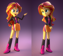 Size: 2160x1920 | Tagged: safe, artist:creatorofpony, sunset shimmer, equestria girls, g4, 3d, blender, boots, female, shoes, solo