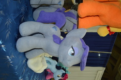 Size: 6016x4000 | Tagged: safe, artist:littlewolfstudios, maud pie, earth pony, pony, g4, cuddling, cute, female, gray, irl, mare, photo, plushie, snuggling, soft, solo, wrong cutie mark