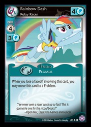 Size: 372x520 | Tagged: safe, enterplay, rainbow dash, pegasus, pony, g4, my little pony collectible card game, the crystal games, ccg, female, mare, open mic, solo