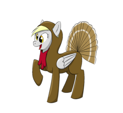Size: 1200x1100 | Tagged: safe, artist:erhannis, derpy hooves, pegasus, pony, turkey, g4, animal costume, clothes, costume, female, mare, solo, thanksgiving, turkey costume