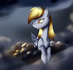 Size: 1525x1478 | Tagged: safe, artist:baldmoose, derpy hooves, pegasus, pony, g4, cloud, cloudy, female, mare, overcast, solo, speedpaint