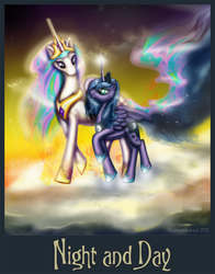 Size: 940x1200 | Tagged: safe, artist:steampunked, princess celestia, princess luna, alicorn, pony, g4, female, looking at each other, mare, royal sisters, s1 luna, siblings, sisters