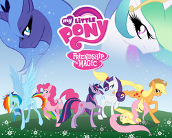 Size: 5000x4000 | Tagged: safe, artist:shadow-of-destiny, applejack, fluttershy, pinkie pie, princess celestia, princess luna, rainbow dash, rarity, twilight sparkle, g4, absurd resolution, mane six, s1 luna