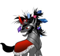 Size: 3000x2794 | Tagged: safe, artist:sirvalter, king sombra, g4, alternate hairstyle, bad hair, crystal, high res, male, solo, that pony sure does love crystals