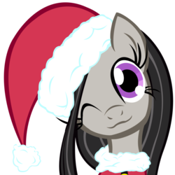 Size: 894x894 | Tagged: safe, octavia melody, pony, g4, :3, christmas, christmas ponies, female, hat, santa hat, solo, wink