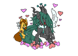 Size: 800x575 | Tagged: safe, artist:sonicrainboom177, queen chrysalis, oc, oc:poisoned soul, g4, changelingified, chrysalislover, colt, male