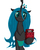 Size: 900x1125 | Tagged: safe, artist:chapaevv, queen chrysalis, changeling, changeling queen, dog, g4, cute, cutealis, female, present, puppy, red box
