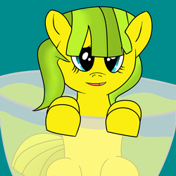 Size: 1000x1000 | Tagged: safe, artist:phoejal, oc, oc only, oc:lemon drop, pony, alcohol, cup of pony, glass, micro, solo