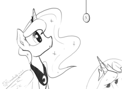 Size: 1280x938 | Tagged: safe, artist:darkflame75, princess celestia, princess luna, lunadoodle, g4, donut, monochrome