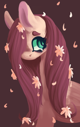 Size: 682x1075 | Tagged: safe, artist:marshmellowcannibal, fluttershy, g4, crying, female, flower in hair, hair over one eye, simple background, solo