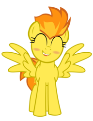 Size: 2500x3249 | Tagged: safe, artist:kuren247, spitfire, pegasus, pony, g4, ^^, blushing, cute, cutefire, eyes closed, female, high res, show accurate, simple background, solo, spread wings, transparent background, vector, wings
